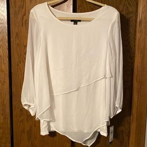 AGB Asymmetrical Dress Shirt Women’s Off White Size L NWT